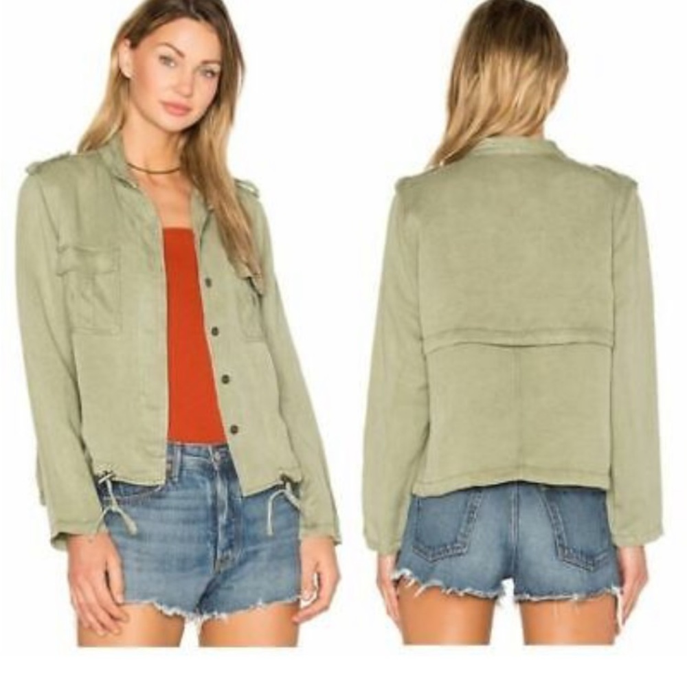 Rails Maverick Green Linen Fall Jacket - Picture 2 of 6